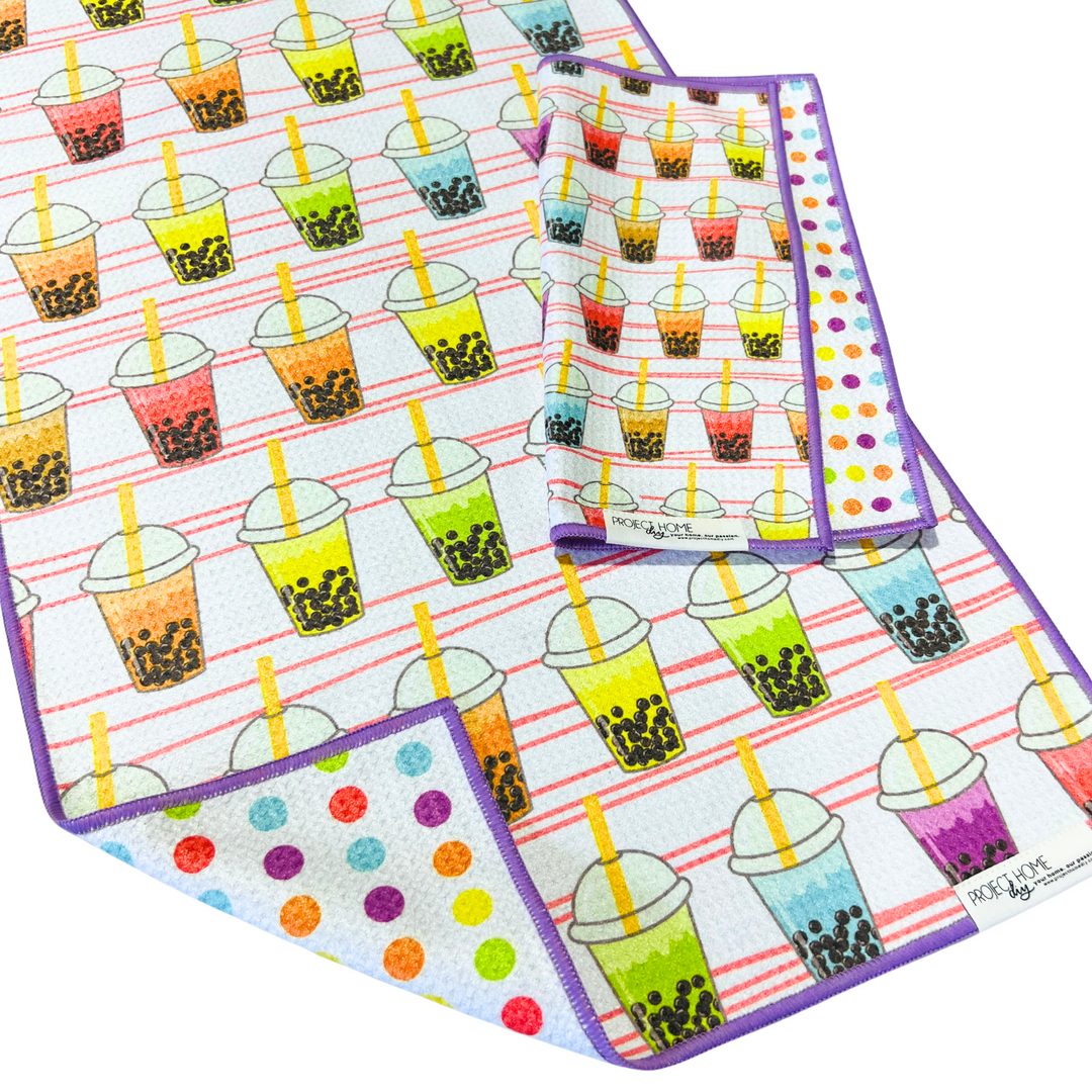 Boba Time | Waffle Weave Microfiber Towels Kitchen & Bath Hand Towels Reversible Hand Towel | Towel Collective | Cody, WY