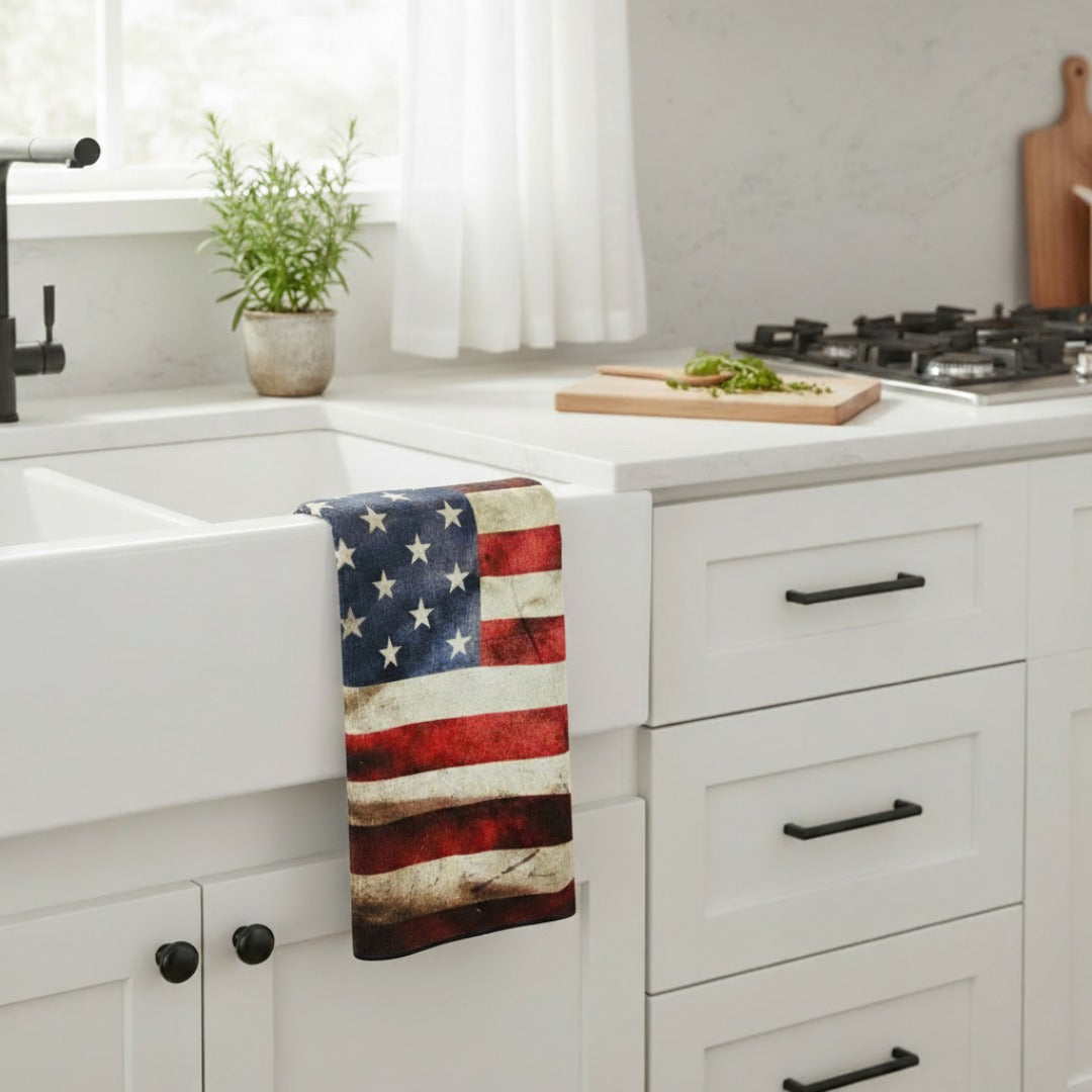 American Pride | Waffle Weave Microfiber Towels Kitchen & Bath Hand Towels Reversible Hand Towel | Towel Collective | Cody, WY