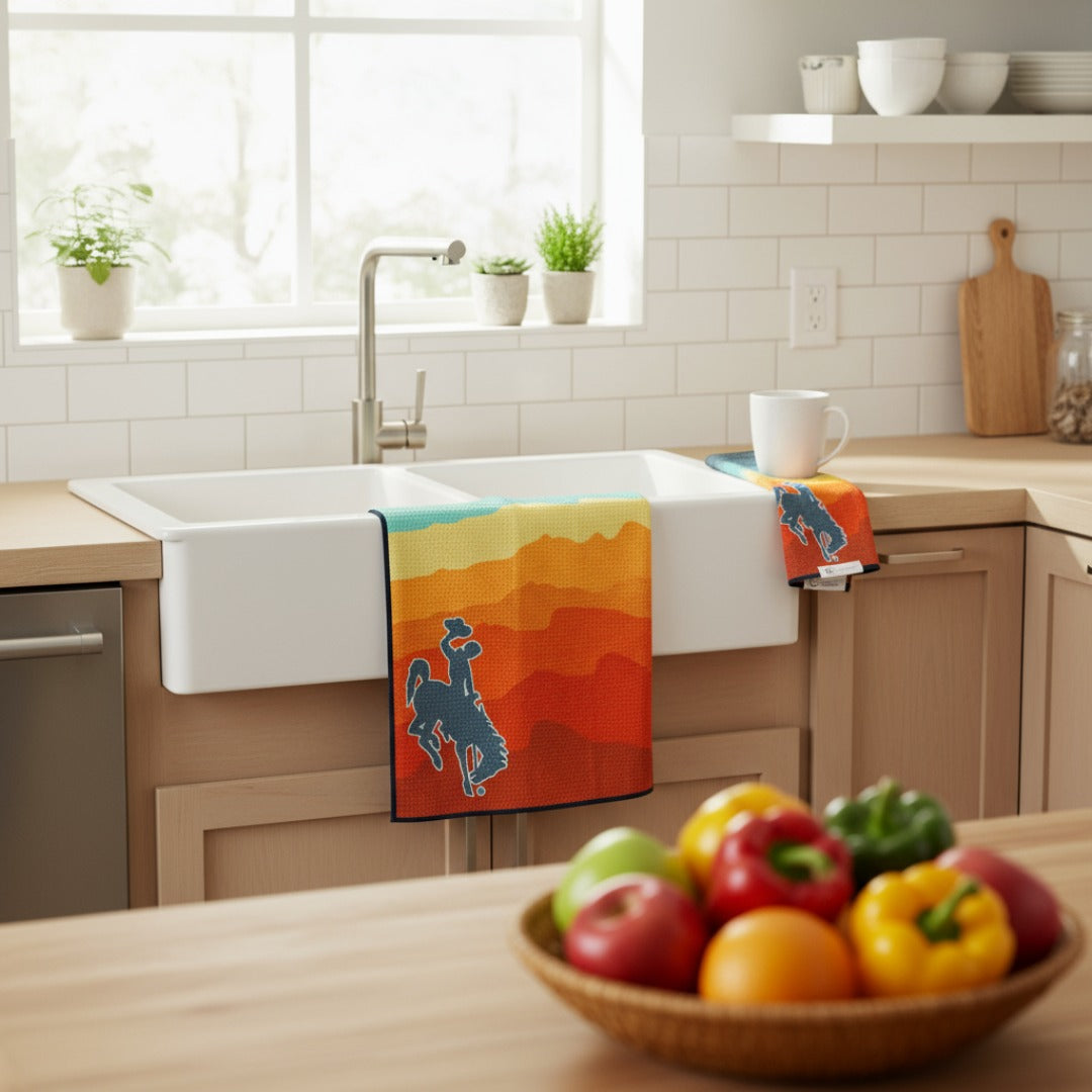 Wyoming Cowboy | Waffle Weave Microfiber Towels Kitchen & Bath Hand Towels Reversible Hand Towel | Towel Collective | Cody, WY