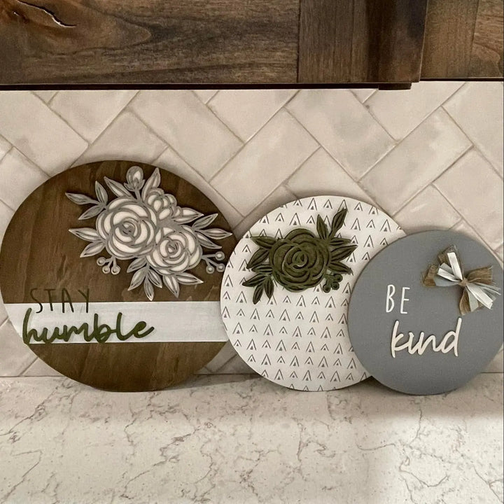 Humble & Kind Boho Wood Round Trio | DIY Round Wood Signs ProjectHomeDIY
