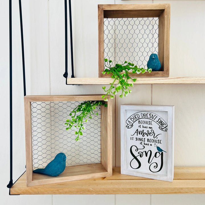 Sing Your Song | Bird Box Trio | DIY Chickenwire Bird Shelf w/ Quote ProjectHomeDIY