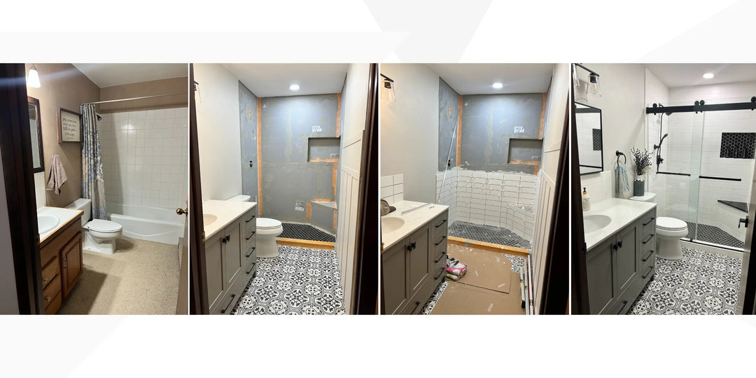 Bathroom Remodel-- 1980's Carpet to Modern Farmhouse