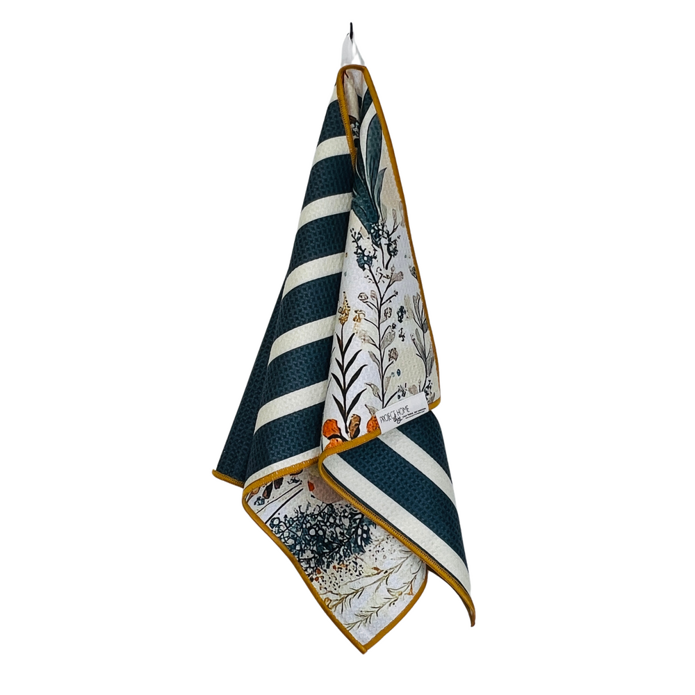Seaweed Stripe | Waffle Weave Microfiber Towels Kitchen & Bath Hand Towels Reversible Hand Towel | Towel Collective | Cody, WY