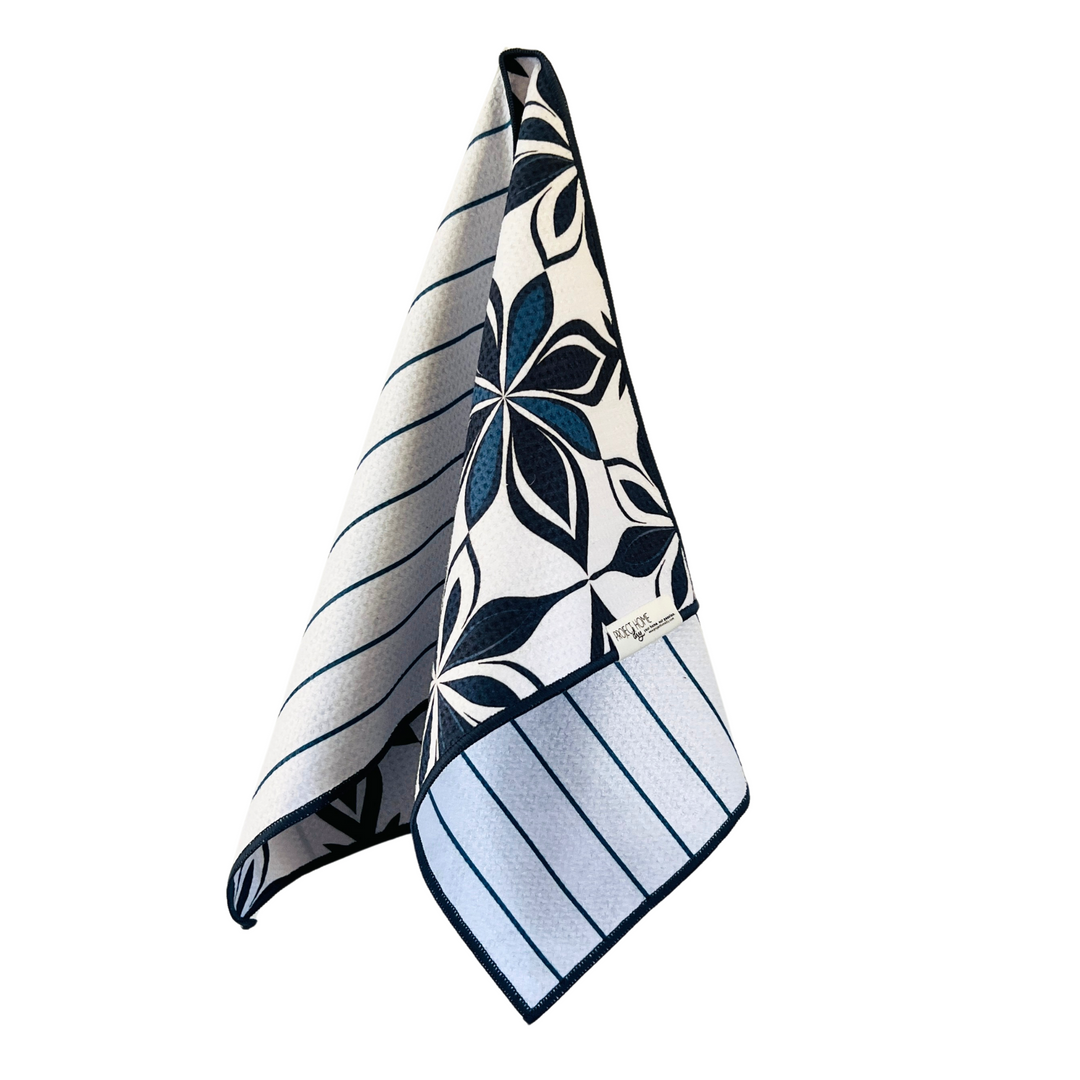 Navy Tiles | Reversible Towel