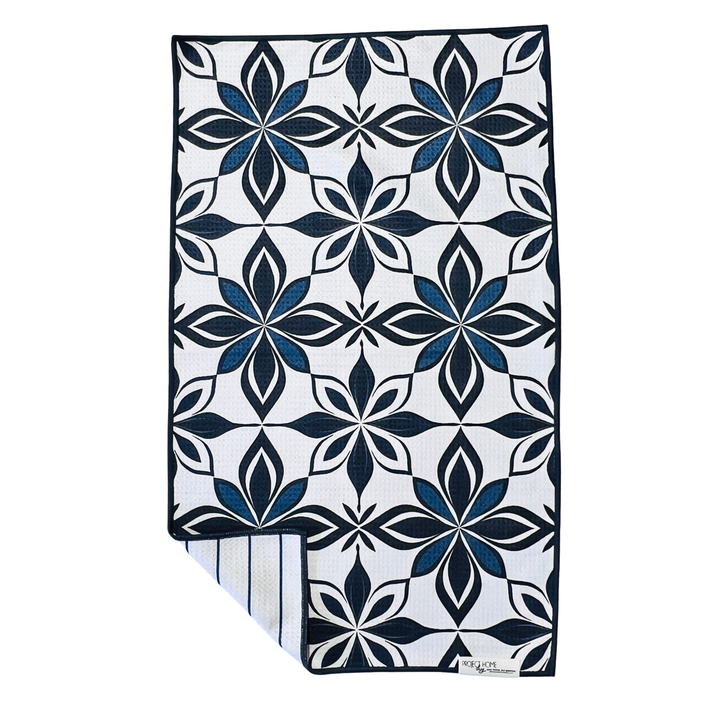 Navy Tiles | Reversible Towel