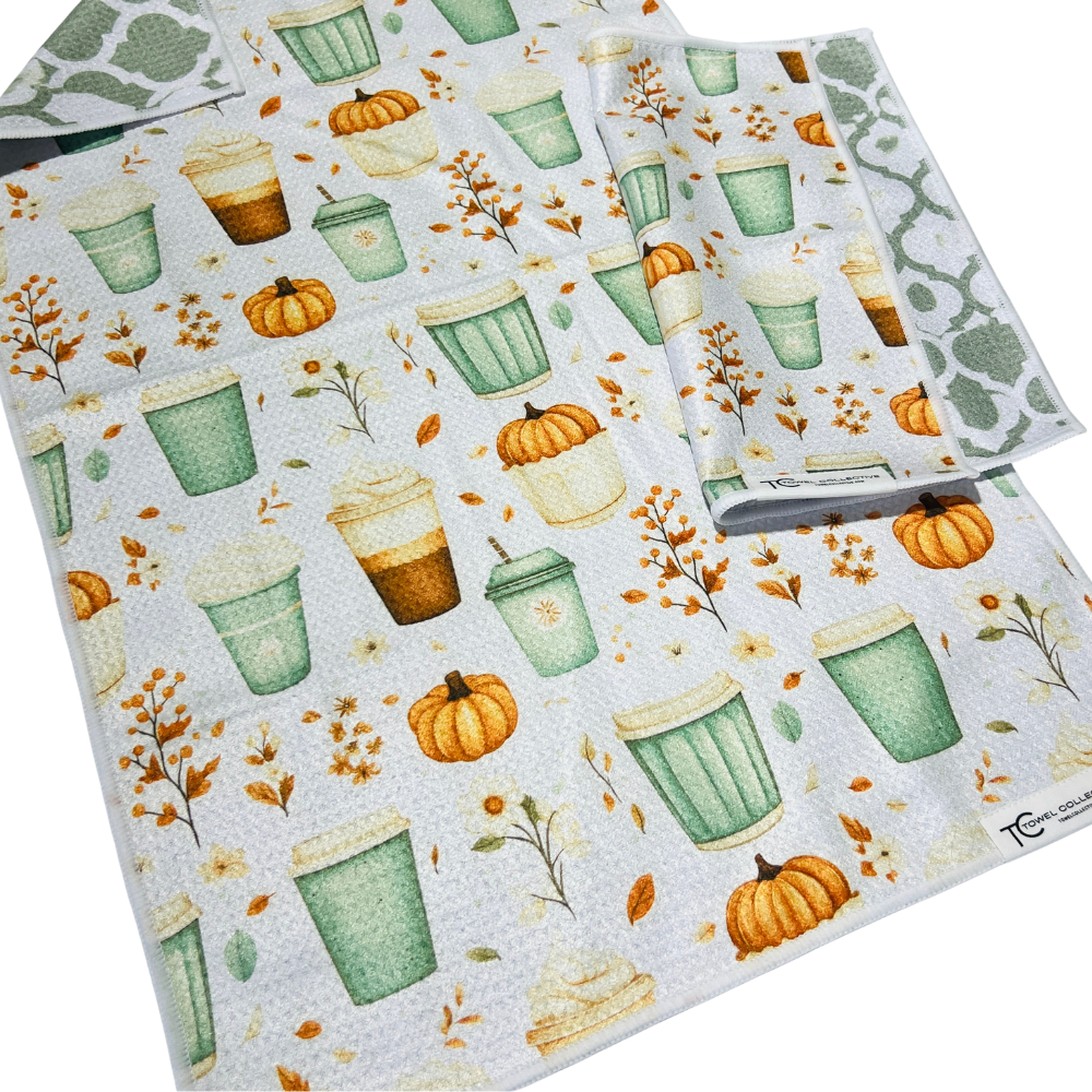 Pumpkin Spice Latte | Waffle Weave Microfiber Towels Kitchen & Bath Hand Towels Reversible Hand Towel | Towel Collective | Cody, WY