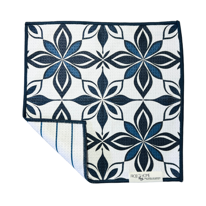 Navy Tiles | Reversible Towel
