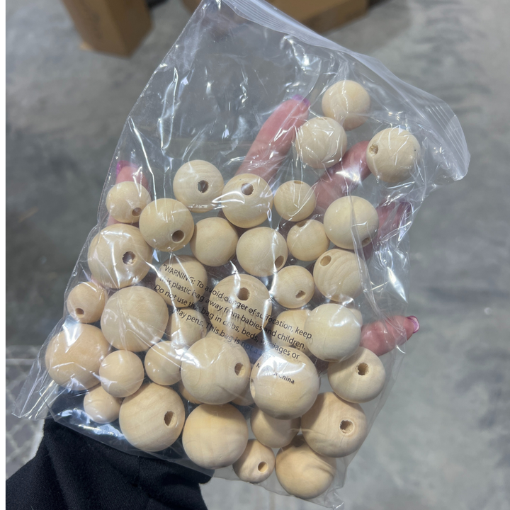 Bag of Wood Beads 40 Beads | Bulk Buy