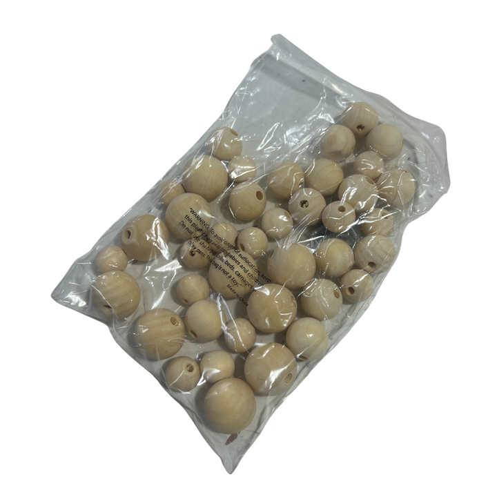 Bag of Wood Beads 40 Beads | Bulk Buy
