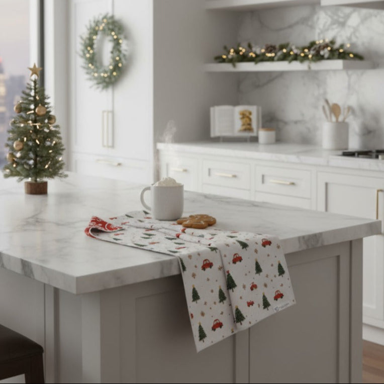 Christmas Towel On kitchen counter