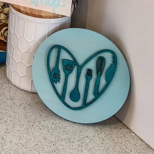 6" Round Wood Standing Sign w/ Bathroom Shapes | Bulk Buy