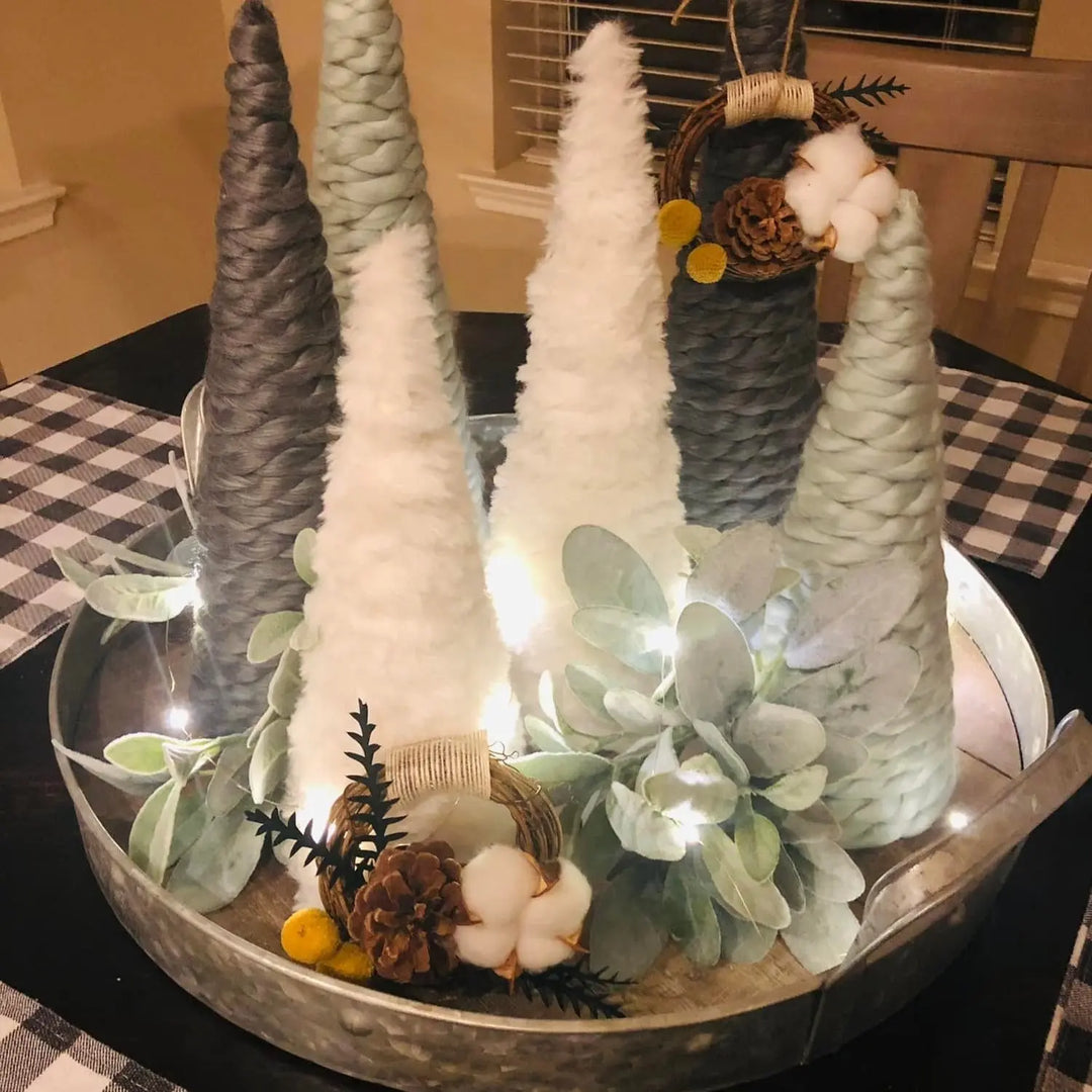 Winter Woodland, DIY Yarn Trees