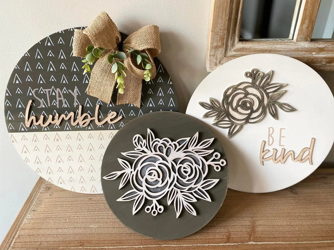 Humble & Kind Boho Wood Round Trio | DIY Round Wood Signs