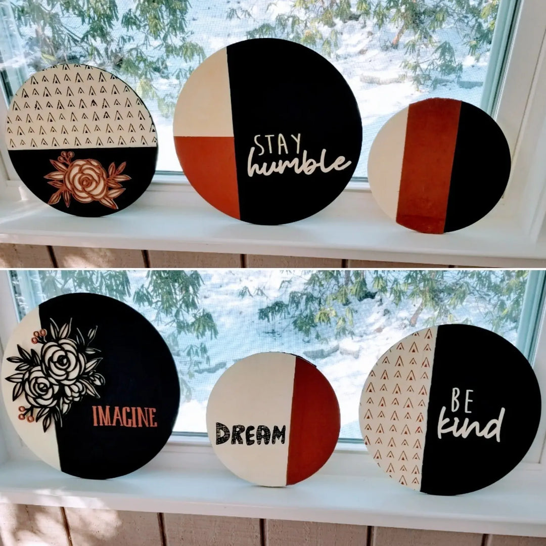 Humble & Kind Boho Wood Round Trio | DIY Round Wood Signs