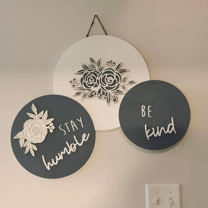 Humble & Kind Boho Wood Round Trio | DIY Round Wood Signs