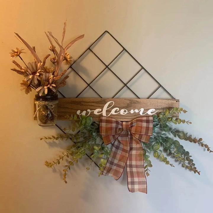 Autumn Harvest Wreath |  Square Wire & Floral w/ Mesh Stencil