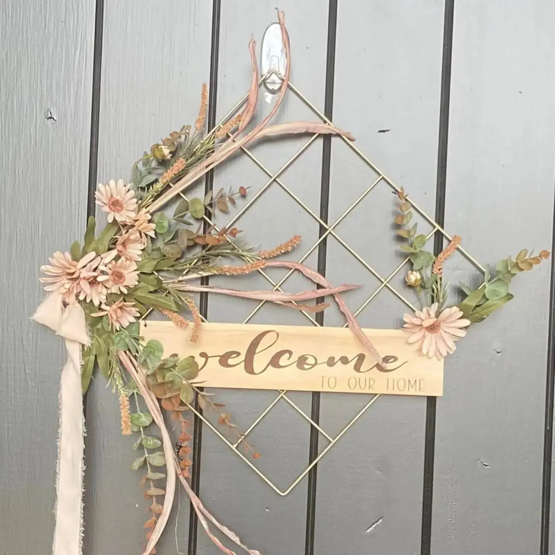Autumn Harvest Wreath |  Square Wire & Floral w/ Mesh Stencil
