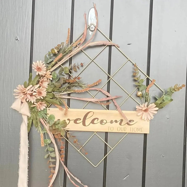 Autumn Harvest Wreath |  Square Wire & Floral w/ Mesh Stencil