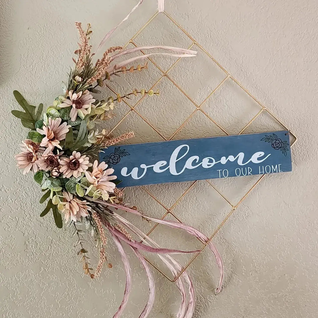Autumn Harvest Wreath |  Square Wire & Floral w/ Mesh Stencil
