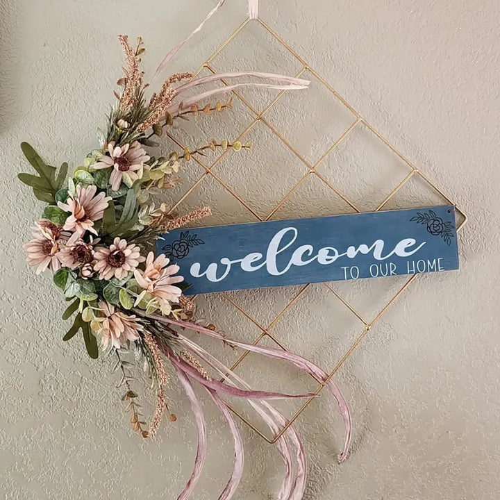 Autumn Harvest Wreath |  Square Wire & Floral w/ Mesh Stencil