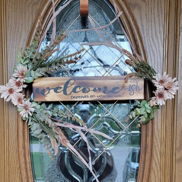 Autumn Harvest Wreath |  Square Wire & Floral w/ Mesh Stencil
