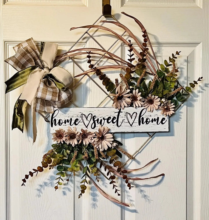 Autumn Harvest Wreath |  Square Wire & Floral w/ Mesh Stencil