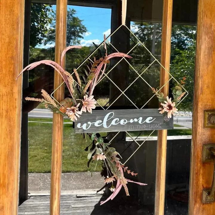 Autumn Harvest Wreath |  Square Wire & Floral w/ Mesh Stencil