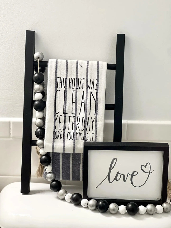 Cluck It, Time For Tea | Tea Towel Ladder + Sign + Beaded Garland