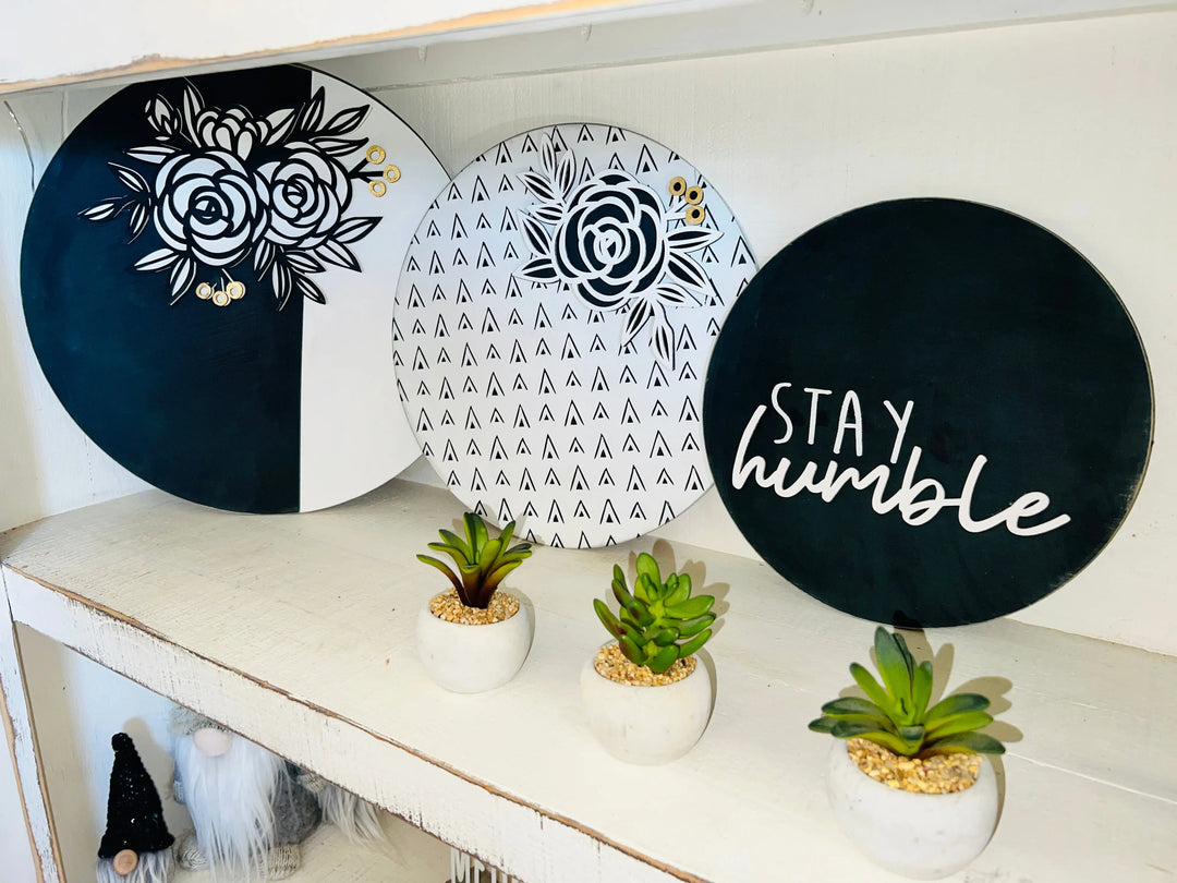 Humble & Kind Boho Wood Round Trio | DIY Round Wood Signs