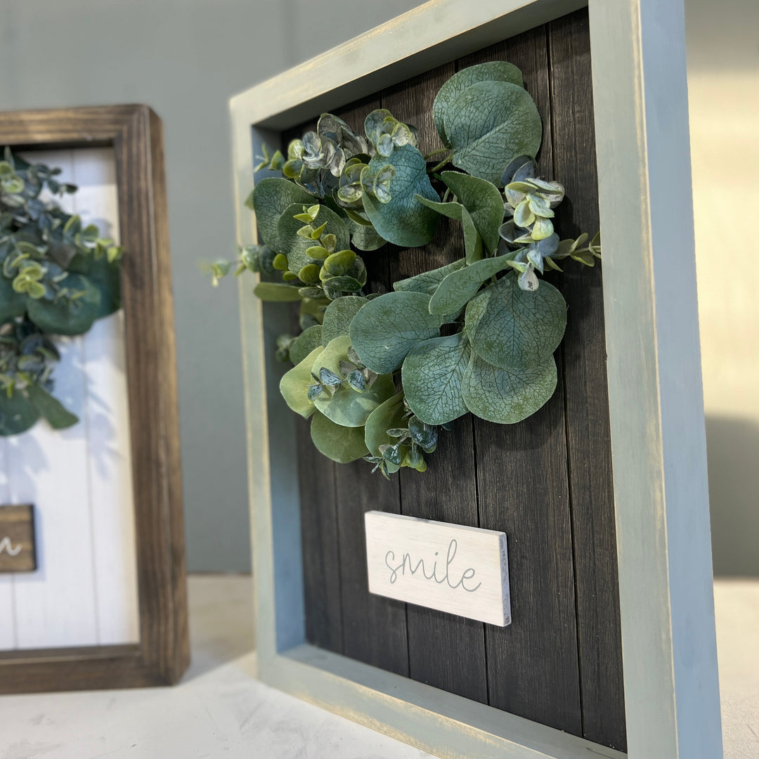 Simple Sentiments Framed Wood Sign | Wreath & Quotes