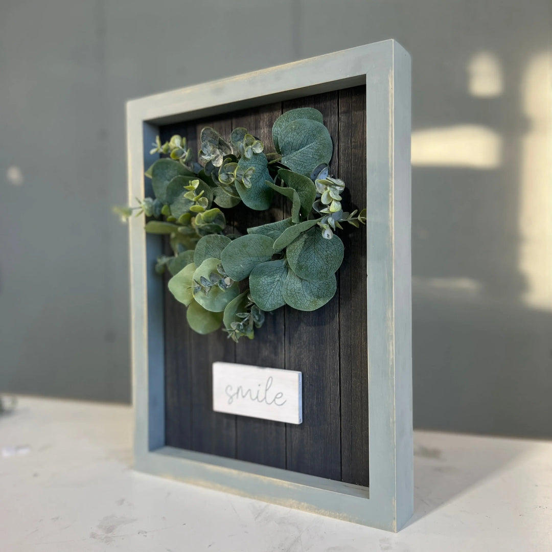 Simple Sentiments Framed Wood Sign | Wreath & Quotes