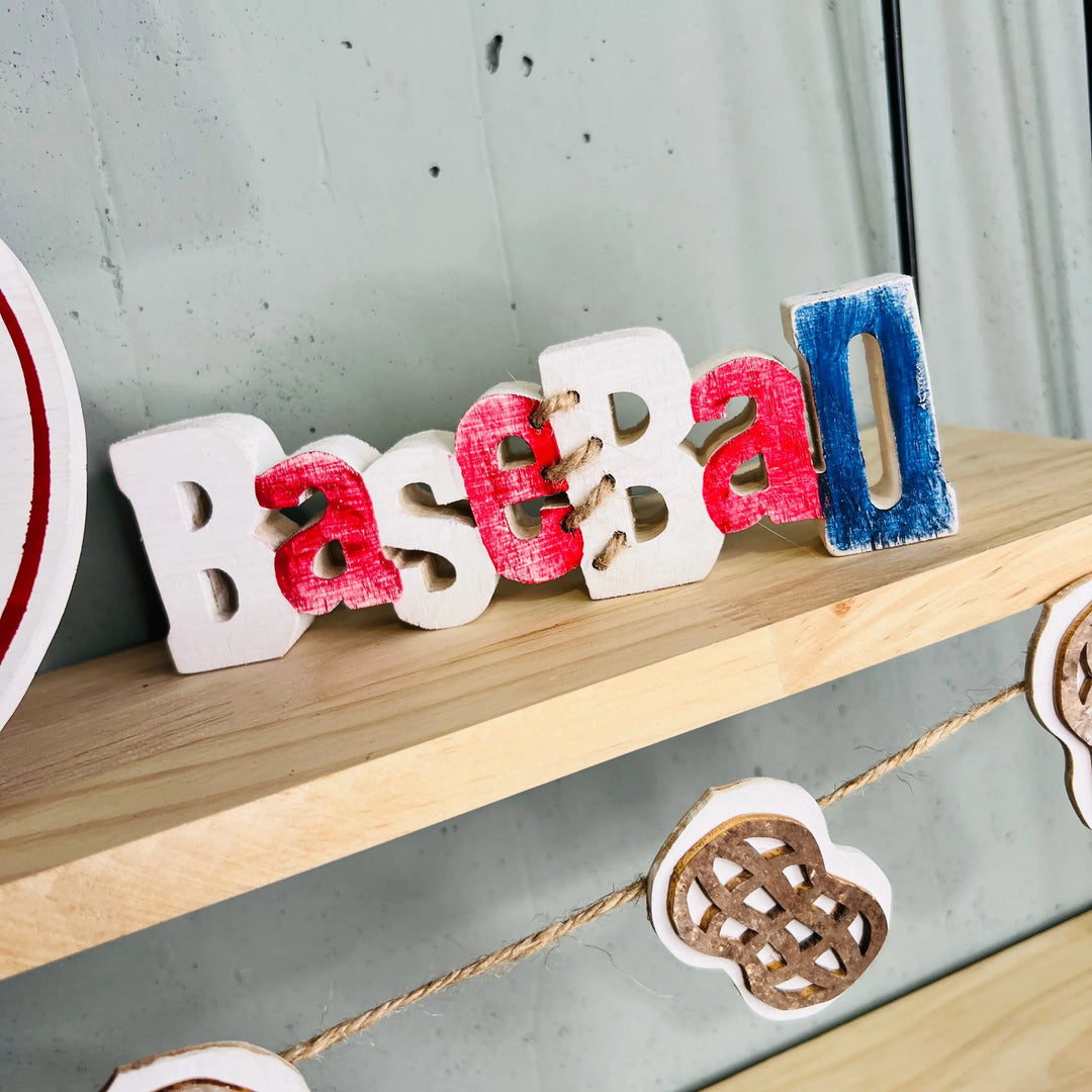 Baseball Tiered Tray Decor Set | BONUS Double Wood Kit
