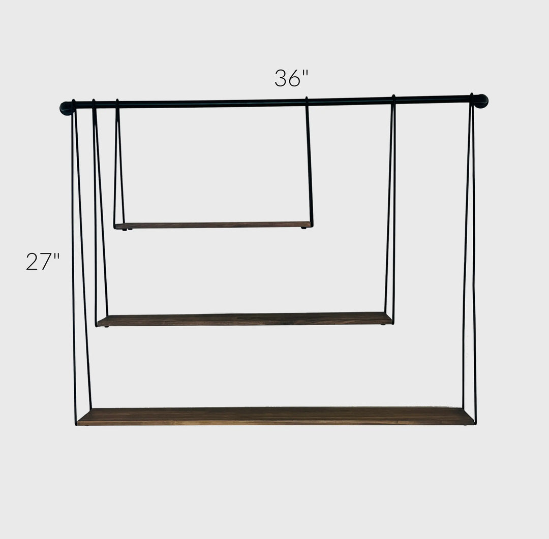 Triple Tiered Wall Shelf | Metal & Wood Decor Shelving | VIP Kit