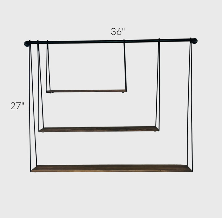 Triple Tiered Wall Shelf | Metal & Wood Decor Shelving | VIP Kit